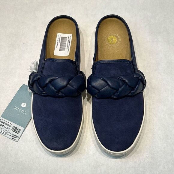 Spenco Barbados Mules Shoes Slip Ons Slides Peacoat Navy Blue Sz 8.5 Hanna Braid - Picture 2 of 10